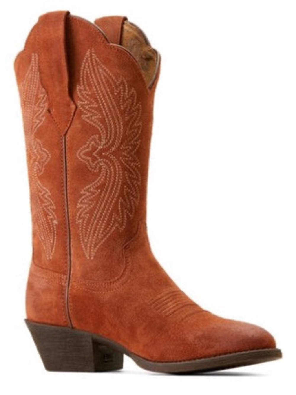 ARIAT WOMEN'S 11" HERITAGE R TOE STRETCHFIT AMBER SUEDE WESTERN BOOT